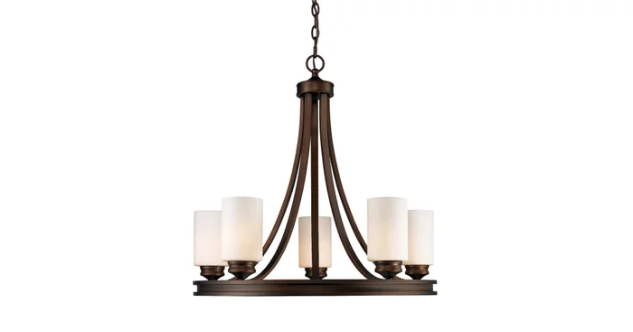 Golden Lighting Hidalgo 5 Light Candle Style Chandelier with Opal Glass Shades