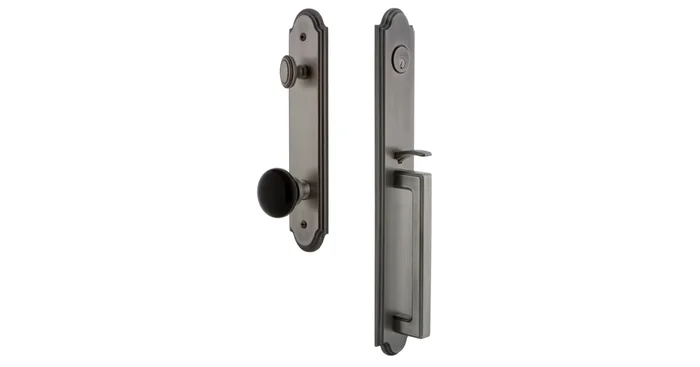 Grandeur Arc Solid Brass Rose Dummy Full Plate Full Plate ‘D’ Grip Handleset with Coventry Knob