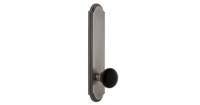 Grandeur Arc Solid Brass Tall Plate Dummy Door Knob Set with Coventry Knob