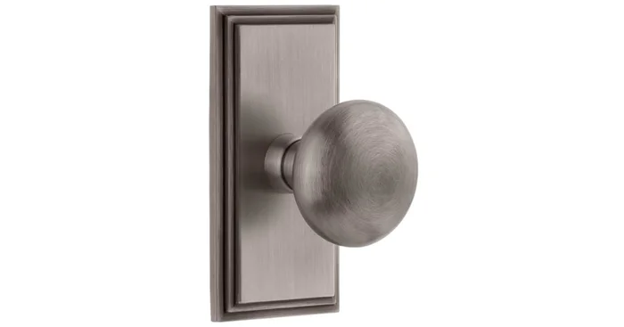 Grandeur Fifth Avenue Solid Brass Passage Door Knob Set with Carre Short Trim from the Concealed Screw Collection – 2-3/4″ Backset