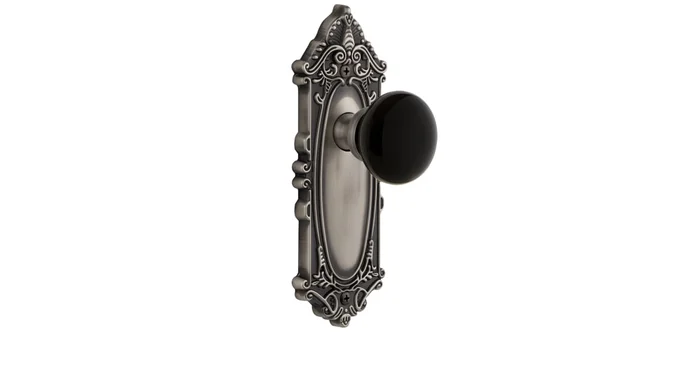 Grandeur Grande Victorian Solid Brass Rose Privacy Door Knob Set with Coventry Knob and 2-3/8″ Backset