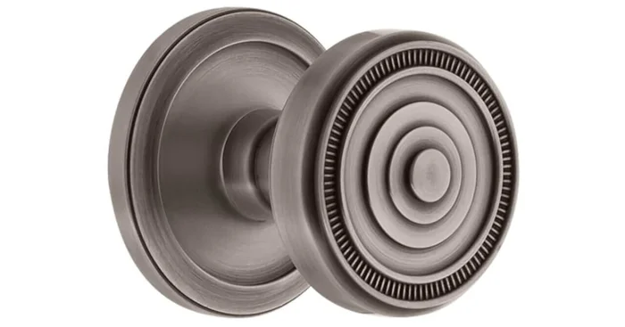 Grandeur Soleil Solid Brass Non-Turning Two-Sided Dummy Door Knob Set with Circulaire Trim from the Concealed Screw Collection