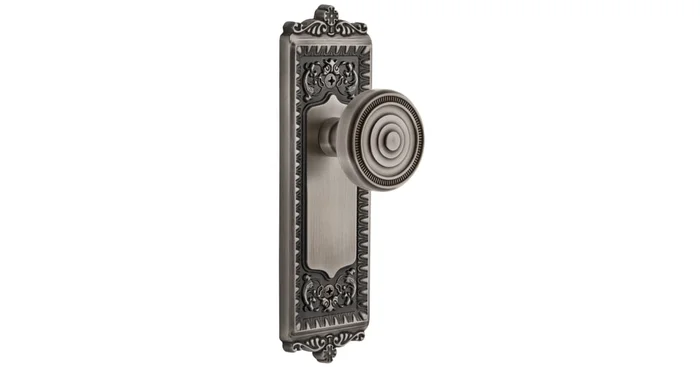 Grandeur Windsor Solid Brass Rose Dummy Door Knob Set with Soleil Knob