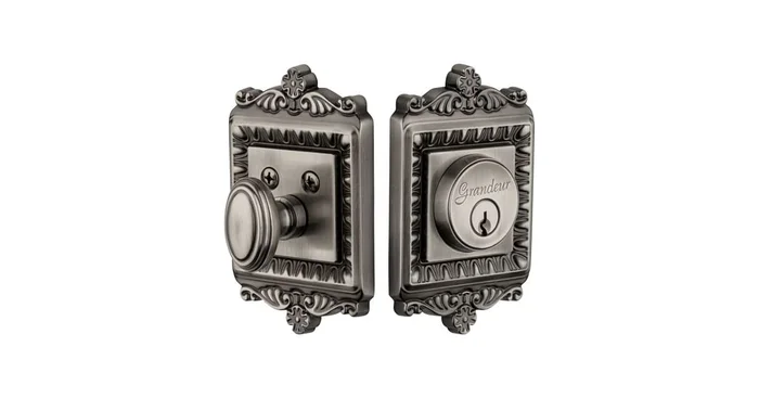 Grandeur Windsor Solid Brass Rose Keyed Entry Single Cylinder Deadbolt with 2-3/8″ Backset