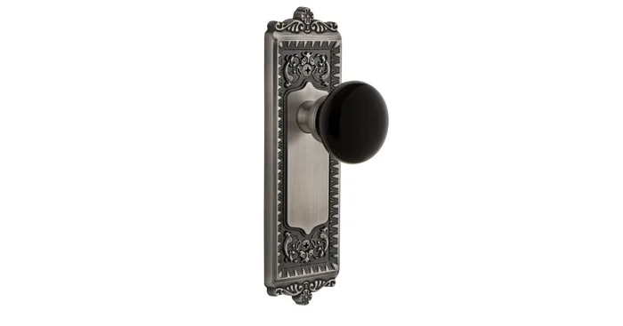 Grandeur Windsor Solid Brass Rose Privacy Door Knob Set with Coventry Knob and 2-3/8″ Backset