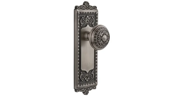 Grandeur Windsor Solid Brass Rose Privacy Door Knob Set with Windsor Knob and 2-3/4″ Backset
