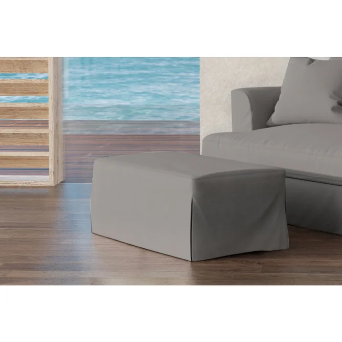 Gray Washable Ottoman with Removable Slipcovers and Feather Foam Top