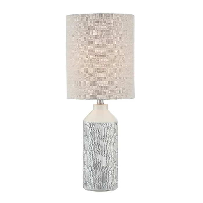 Grayton Beige Ceramic Table Lamp E27 60w White Linen Shade – Lite Source