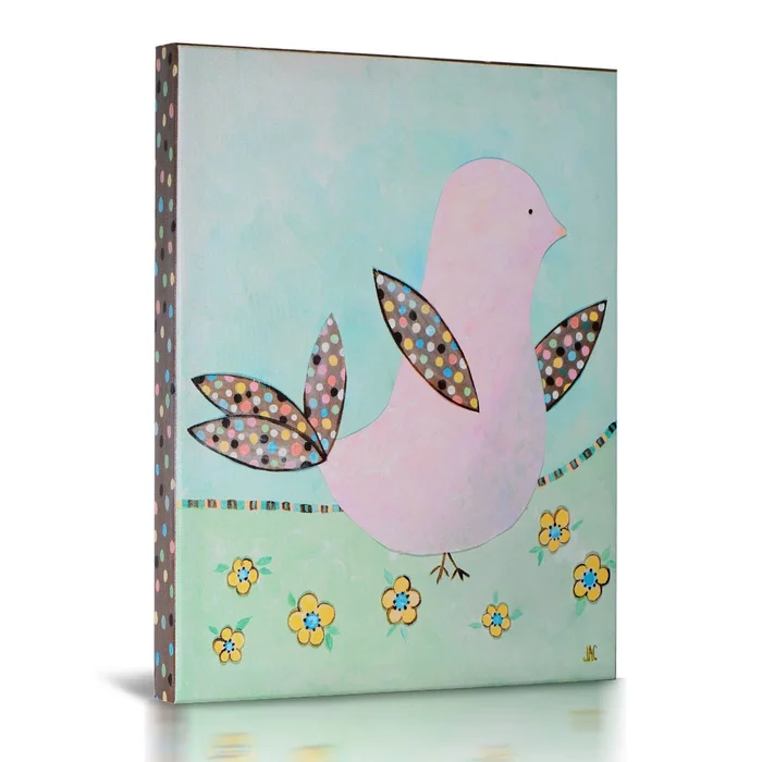 Green Frog Birds & Blooms 2 Canvas Gallery Wrapped Art