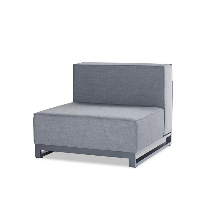 Grey Armless Indoor/Outdoor Chair & White Pillow