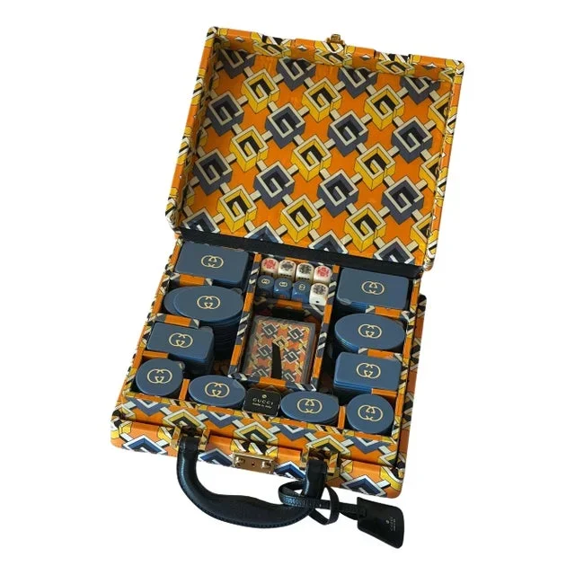GUCCI Geometric G Briefcase Poker Card Game Set