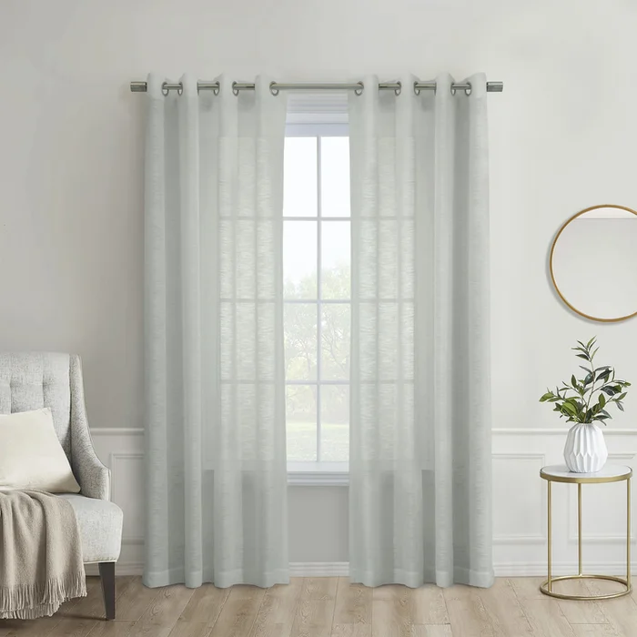 Habitat Boucle Sheer Grommet Curtain Panel 52 x 84 in Light Grey