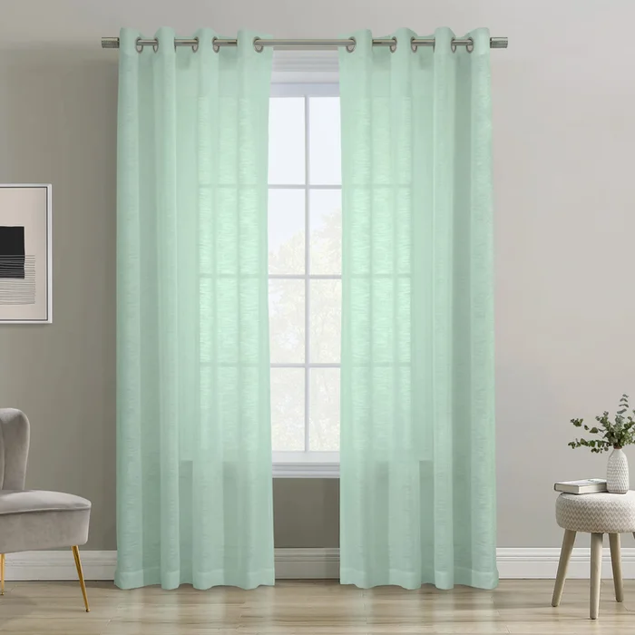 Habitat Boucle Sheer Grommet Curtain Panel 52 x 84 in Surf Spray