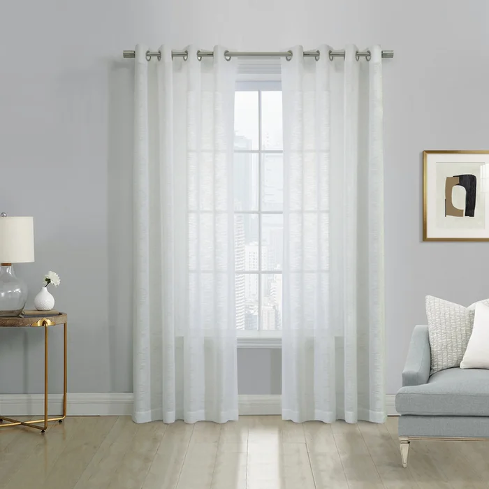 Habitat Boucle Sheer Grommet Curtain Panel 52 x 95 in White