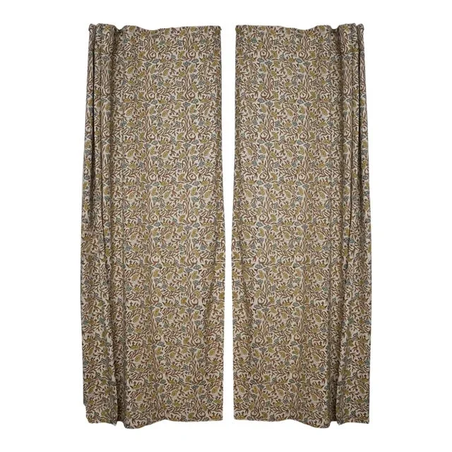 Handcrafted Colored Linen Curtains Rustic Boho Drapes for Living Room & Bedroom Windows Thorny Stems Size- 54″x24″