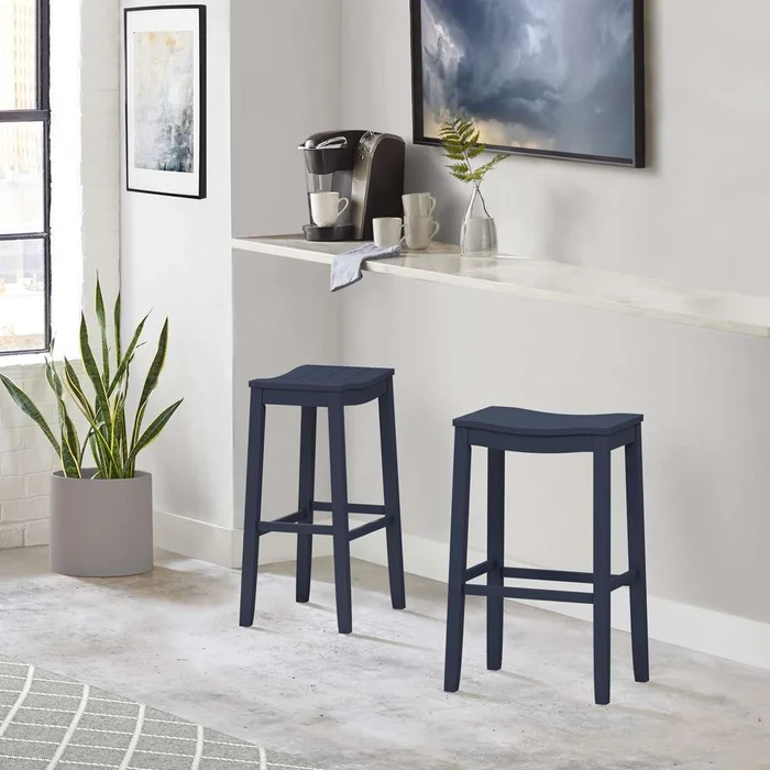 Hillsdale Furniture – Fiddler Wood Backless Bar Height Stool, Navy – 5219-830