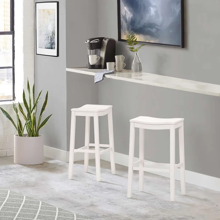 Hillsdale Furniture – Fiddler Wood Backless Bar Height Stool, White – 5947-830