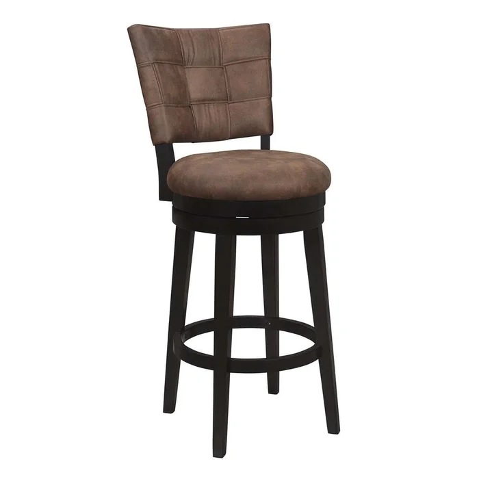 Hillsdale Furniture – Kaede Wood and Upholstered Bar Height Swivel Stool, Black with Chestnut Faux Leather – 4355-833