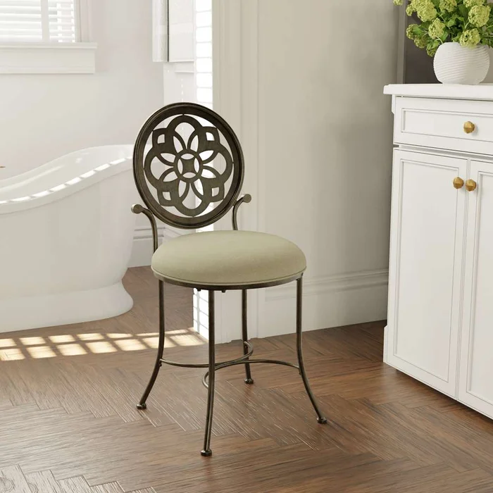 Hillsdale Furniture – Marsala Metal Vanity Stool, Antique Gray – 50981