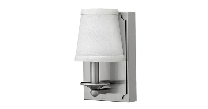 Hinkley Lighting 1 Light ADA Compliant LED Bathroom Bath Sconce with a White Tapered Fabric Shade from the Avenue Collection