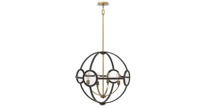 Hinkley Lighting 4 Light 1 Tier Globe Chandelier with Clear Disk Shades from the Fulham Collection