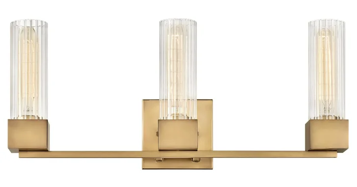 Hinkley Lighting Xander 3 Light 23″ Wide Bathroom Vanity Light with Clear Ribbed Glass