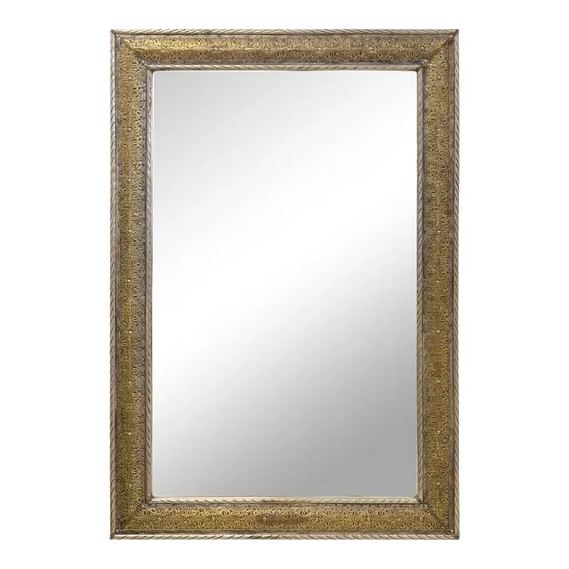 Hollywood Regency Style Handmade Filigree Brass & Silver Wall or Console Mirror