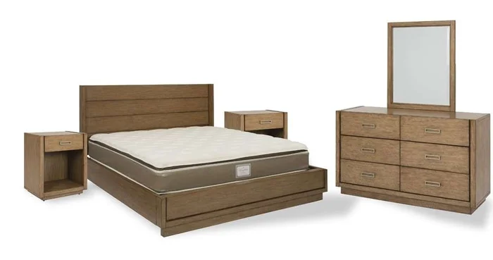 Homestyles – Big Sur Brown King Bed with Two Nightstands and Dresser with Mirror – 5506-6022