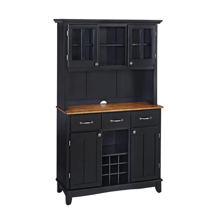 Homestyles Furniture – Buffet of Buffets Black Server with Hutch – 5100-0046-42