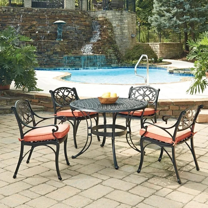 Homestyles Furniture – Sanibel Black 5 Piece Dining Set with Cushions – 6654-308C