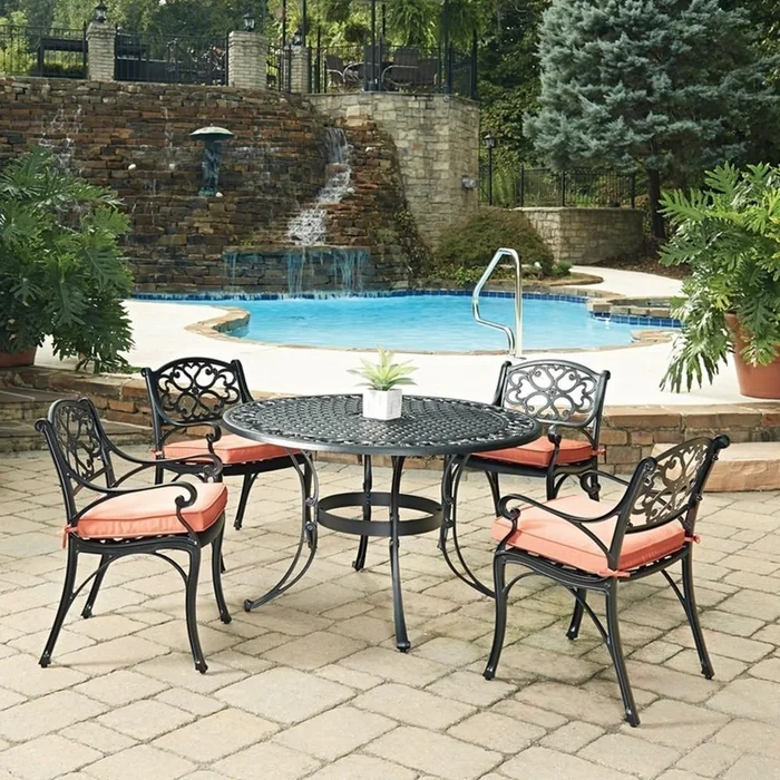 Homestyles Furniture – Sanibel Black 5 Piece Dining Set with Cushions – 6654-328C