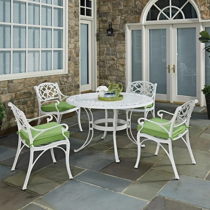 Homestyles Furniture – Sanibel White 5 Piece Dining Set with Cushions – 6652-328C