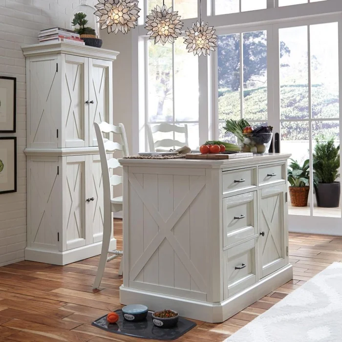 Homestyles Furniture – Seaside Lodge White 3 Piece Kitchen Island Set – 5523-948