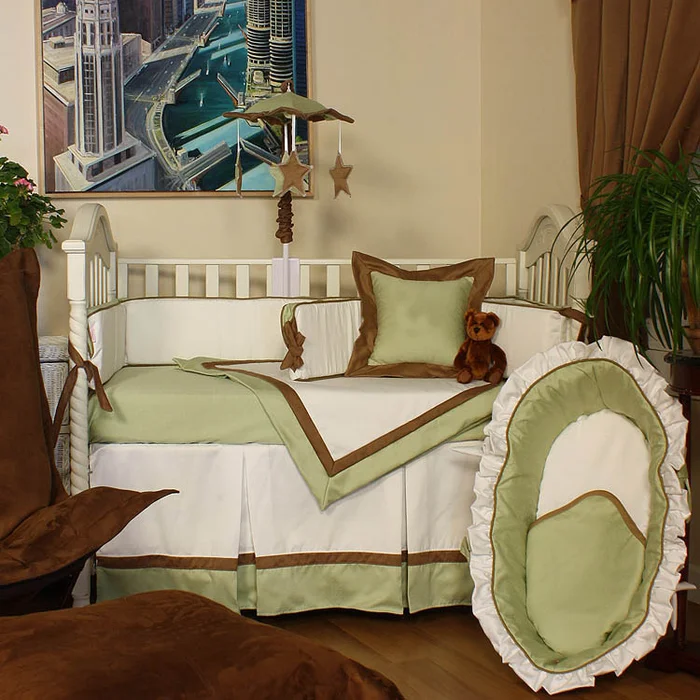 Hoohobbers Classic Green 4 Piece Baby Crib Bedding Set