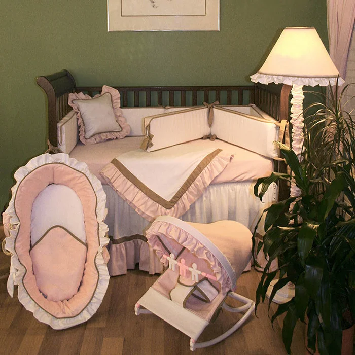 Hoohobbers Classic Pink 4 Piece Baby Crib Bedding Set