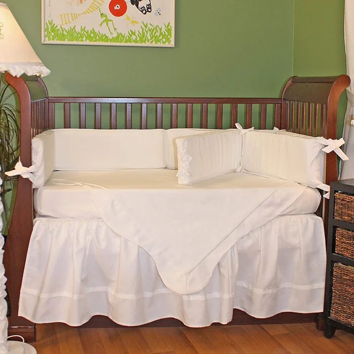 Hoohobbers White Pique 4 Piece Crib Bedding Set