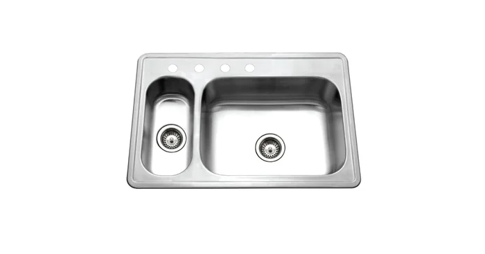 Houzer Legend 33″ Drop In Double Basin Stainless Steel Kitchen Sink with Basket Strainer