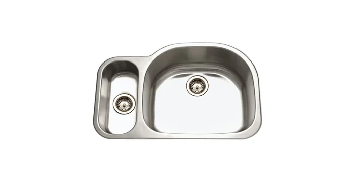 Houzer Medallion Designer 32″ Undermount Double Basin Stainless Steel Kitchen Sink with Basket Strainer