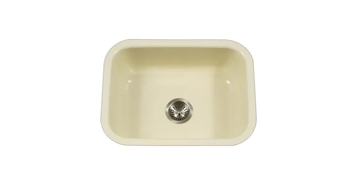 Houzer Porcela 22-3/4″ Undermount Single Basin Porcelain, Stainless Steel Kitchen Sink