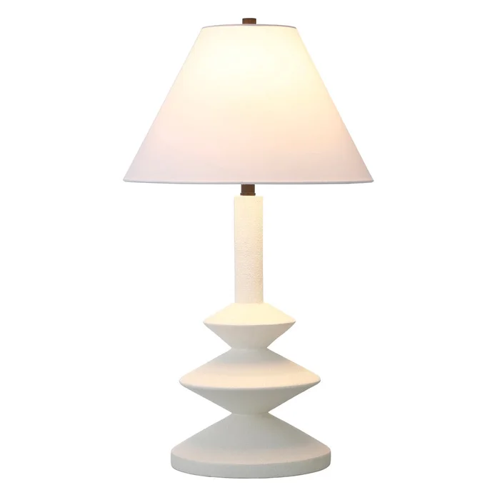 Hudson & Canal – Abilene 28in Tall Triple Gourd Lamp with Fabric Shade in Matte White/White – TL2130