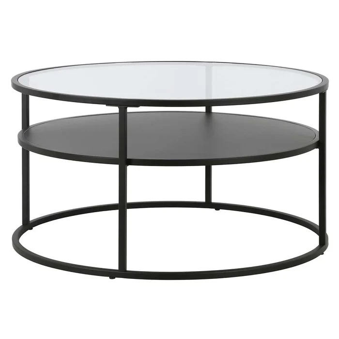 Hudson & Canal – Ada 32in Wide Round Coffee Table in Blackened Bronze – CT1457