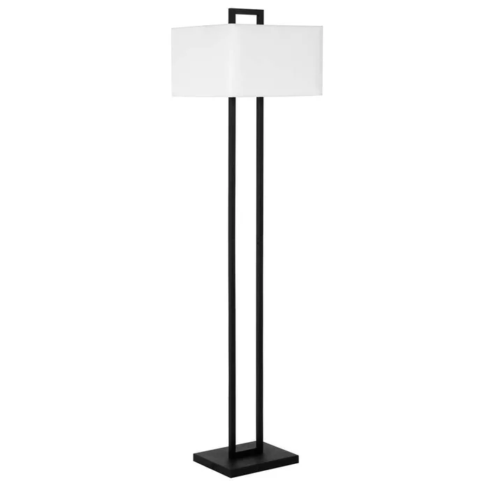 Hudson & Canal – Adair 68in Tall Floor Lamp with Fabric Shade in Brass/White – FL1605