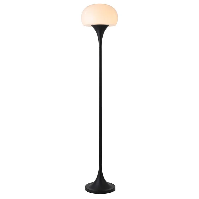 Hudson & Canal – Aleister Torchiere Floor Lamp with Glass Shade in Blackened Bronze/White Milk – FL2190