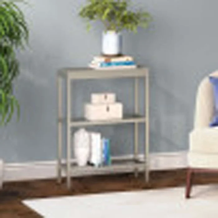 Hudson & Canal – Alexis 22in Wide Rectangular Console Table in Satin Nickel – AT1561