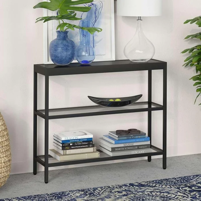 Hudson & Canal – Alexis 36in Wide Rectangular Console Table in Blackened Bronze – AT0235