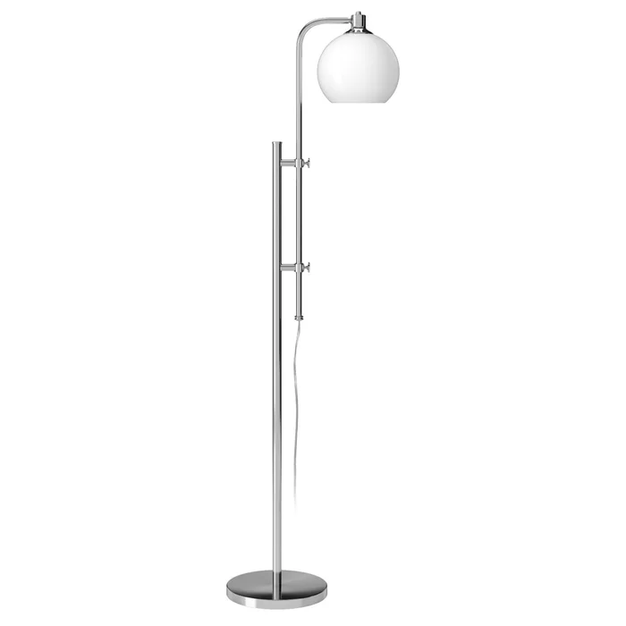 Hudson & Canal – Antho Height-Adjustable Floor Lamp with Glass Shade in Polished Nickel/White Milk – FL1597
