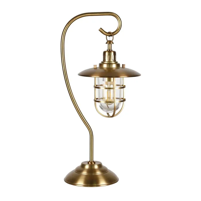 Hudson & Canal – Bay 22in Tall Nautical Table Lamp with Glass/Metal Shade in Antique Brass/Clear – TL0212