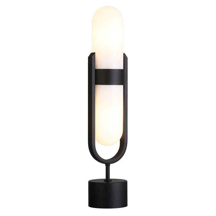Hudson & Canal – Blair Pill-Shaped Table Lamp with Milk Glass Shade in Brass/White – TL2231