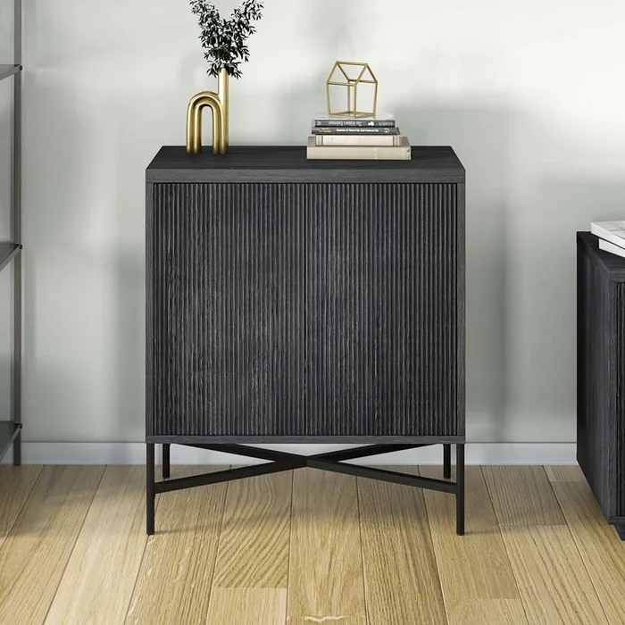 Hudson & Canal – Brighton 28in Wide Rectangular Accent Cabinet in Charcoal Gray – AC1872
