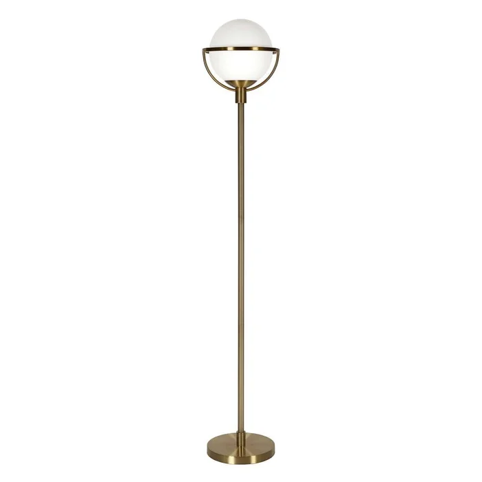 Hudson & Canal – Cieonna Globe & Stem Floor Lamp with Glass Shade in Brass/White – FL0287